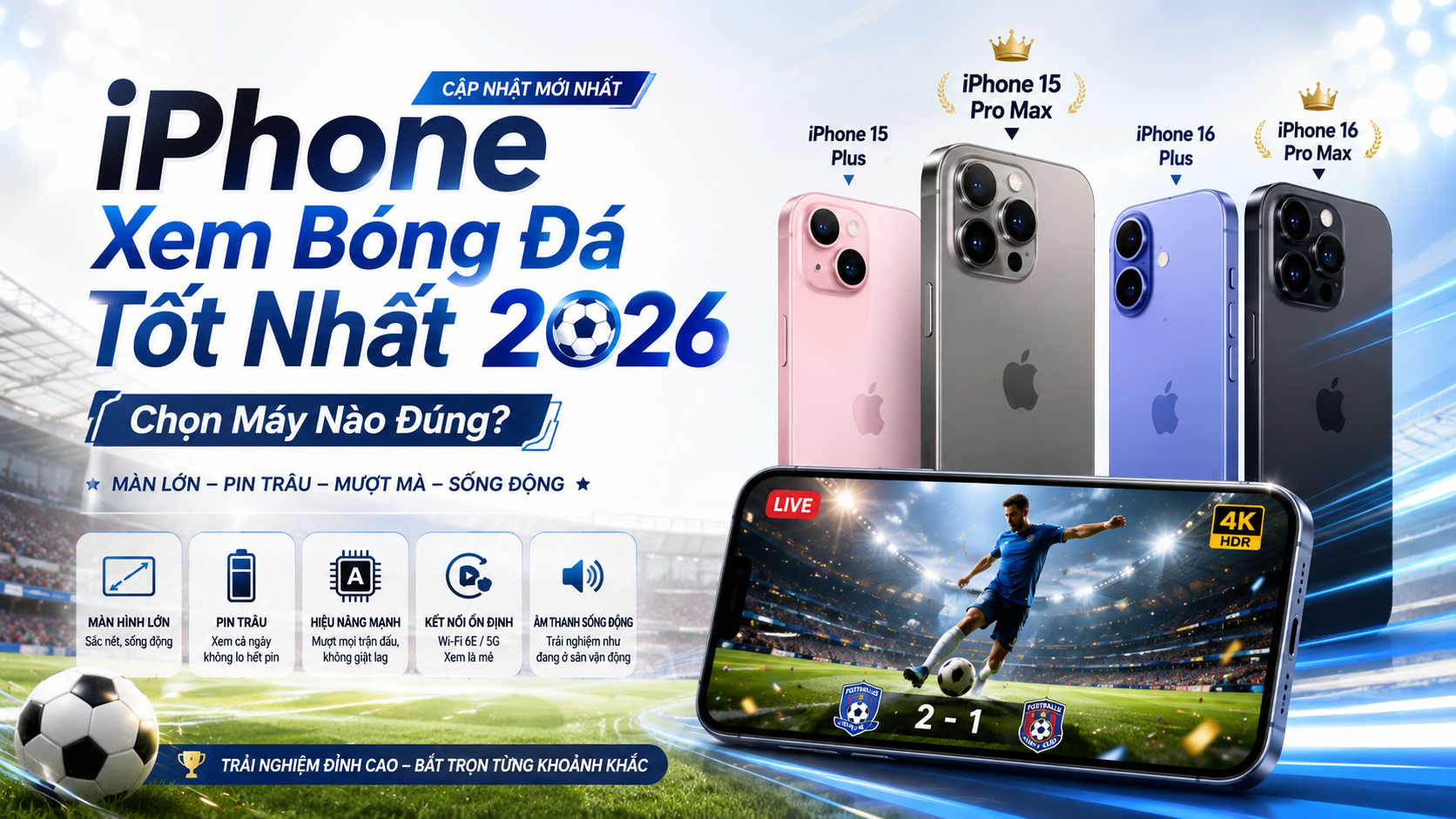 iPhone Xem Bóng Đá Tốt Nhất 2026: Chọn Máy Nào Đúng?