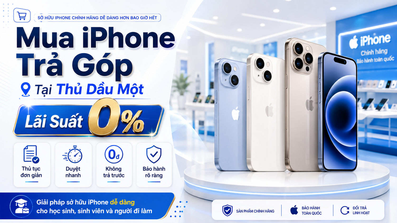 Mua iPhone Trả Góp Tại Thủ Dầu Một - Lãi Suất 0%