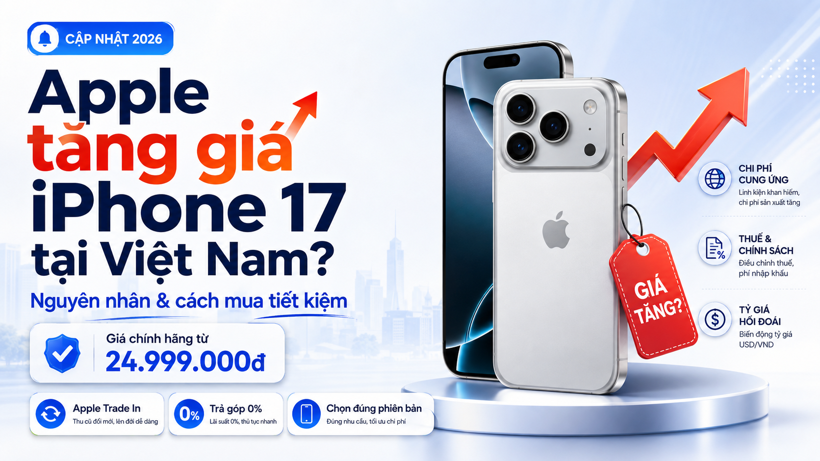 Apple tăng giá iPhone 17 tại Việt Nam? Nguyên nhân và cách mua tiết kiệm
